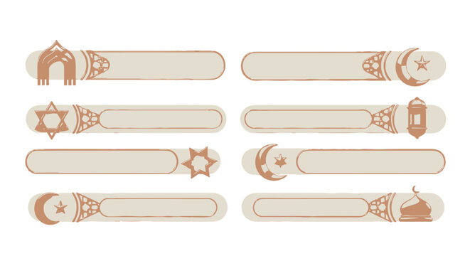 Islamicthemed lower thirds with decorative elements for design projects.