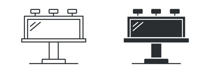 Billboard advertising icon set, outdoor display board symbol, marketing banner sign, promotion vector illustration © Masuda Akthar