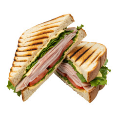 Grilled Ham and Cheese Sandwich bread isolated on a transparent background