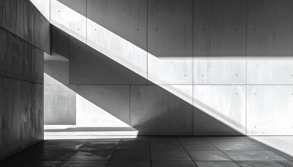 Obraz premium Abstract Concrete Room Interior with Sunlight and Shadow Play Architecture