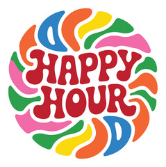 Obraz premium Happy Hour Colorful Text Logo