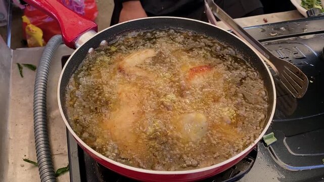 Traditional Acehnese Fried Chicken Cooking Process