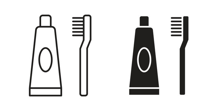 Toothbrush and toothpaste icon