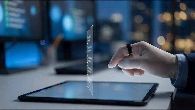 Close-up of a professional extending a finger to check multiple glowing task boxes in a vertical checklist interface, subtle tap motion with slow push-in camera movement, dark corporate background wit