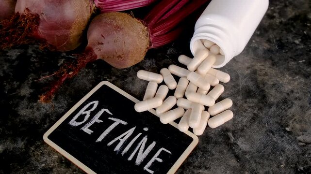 Beets contain betaine on the table. Selective focus.