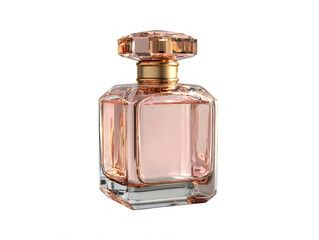 Obraz premium Pink Perfume Bottle with Gold Cap on White Transparent Background