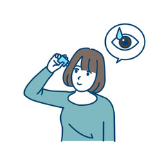 点眼液、目薬をさす女性のイラスト