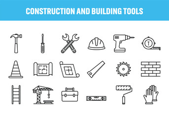 Fototapeta premium Construction and building tools icons set