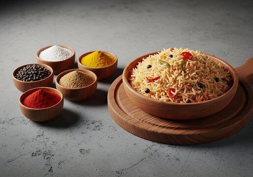 Indian fried rice pulao pilaf with spices