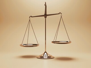 Elegant vintage style balance scale symbolizing justice fairness and equilibrium on neutral gradient background