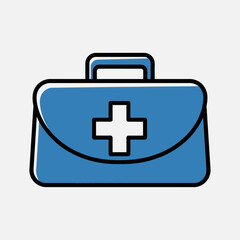 Fototapeta premium Blue First Aid Kit Icon with White Cross - Medical Emergency Symbol