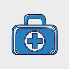 Obraz premium Blue First Aid Kit with Cross Symbol, Medical Emergency Bag, Healthcare Concept