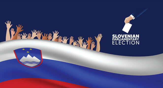 Slovenian Parliamentary Election patriotic banner with national flag wave vector poster