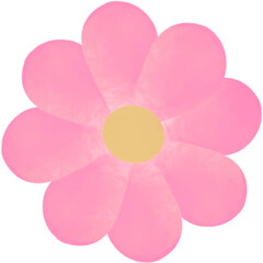 Fototapeta premium Simple pink flower blossom, minimalist cute hand-drawn floral element for decoration.