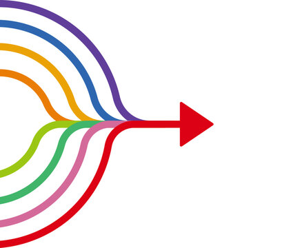 Different arrow line towards main point illustration