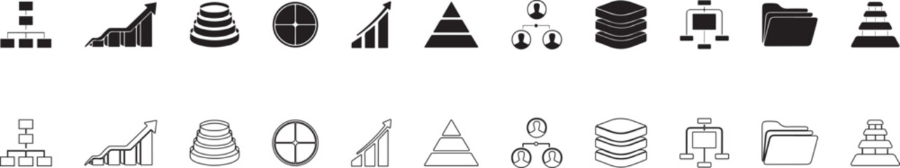 Scalable hierarchies. Vector icon set. Affiliate networks editable signs.