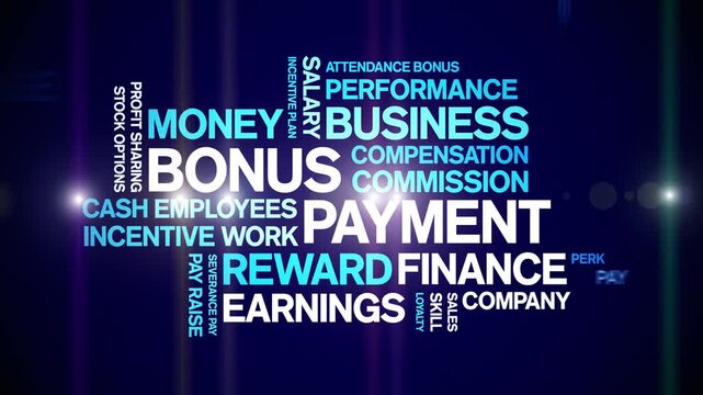Bonus Payment animated word cloud-text design animation tag kinetic typography seamless loop.