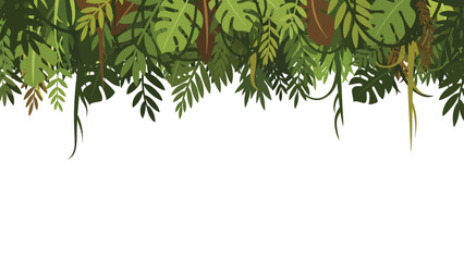 Overhanging tropical green plant leaves at the top. © Hakagraph