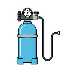 Scuba Diving Air Tank Cylinder with Pressure Gauge and Hose, Blue