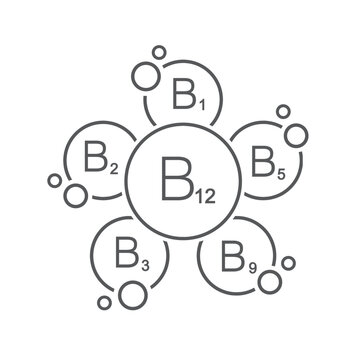 Vitamin B complex droplet, chemical formula from nature.
