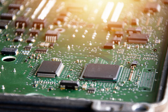 A side view of the ECU main board, which is the main brain of the car.