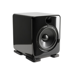 Obraz premium Glossy Black Subwoofer in Modern Design