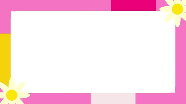 This bright design displays a bold pink border decorated with white daisy-style flowers in the corners creating a vibrant and energetic look for any name tag or personalized message display