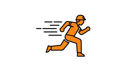 Fototapeta premium Dynamic construction worker running with motion lines