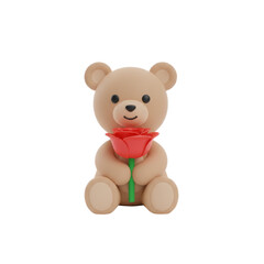 Fototapeta premium Teddy Bear with Rose 3d icon