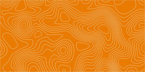 orange topographic map background with wavy contour lines, abstract minimalist geographic terrain vector texture © Creative Lis