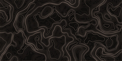 abstract dark brown topographic map background with flowing contour lines, organic wood grain texture, vector pattern © Creative Lis