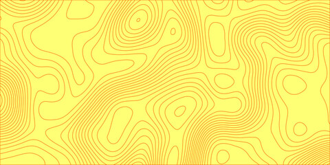 Yellow topographic map background with abstract contour lines, modern minimal vector wavy pattern for design projects © Creative Lis