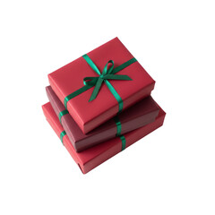 Stacked Red Boxes, Green Trim, isolated on a transparent background