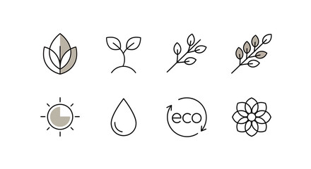 Fototapeta premium Set of EcoFriendly Icons Representing Nature and Sustainability.