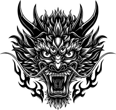 DRAGON HEAD tribal tattoo design