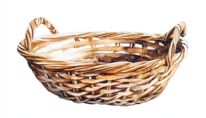 Obraz premium Handcrafted wicker basket with intricate weaving patterns perfect for home decor and storage solutions