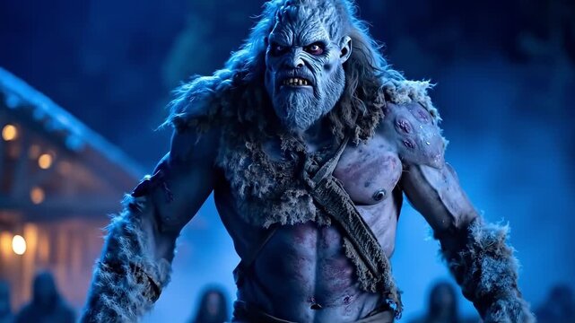 A man dressed as a werewolf standing in front of a crowd
