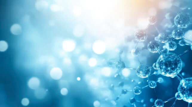 White and light blue medical abstract gradient background with molecules