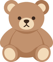 Cute brown teddy bear sitting upright with a simple design on white background © Studicon
