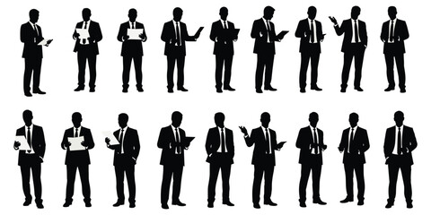 Business communication silhouette illustration, corporate posture artwork, professional gesture design tribute, leadership body language graphic, workplace interaction theme flat vector illustration © Tauhidul