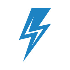 A blue lightning bolt logo on a white background