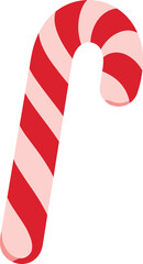 Red and white striped candy cane on a white background