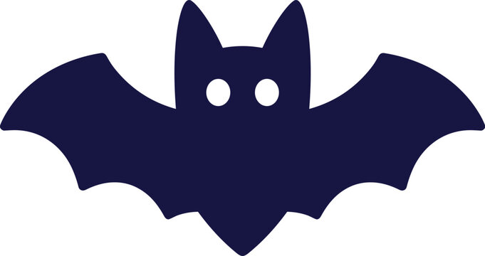 Stylized bat illustration in dark blue for halloween or spooky theme