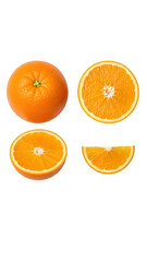 Fototapeta premium Four orange slices isolated on transparent background