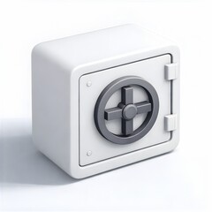 3D-Symbol f&uuml;r einen wei&szlig;en Tresor &ndash; Symbol f&uuml;r Bereich Finanzen und  Sicherheit