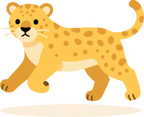 Fototapeta premium Cartoon leopard prowls gently forward, its tail curving gracefully as it looks ahead