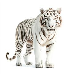 Obraz premium White tiger walking on white background