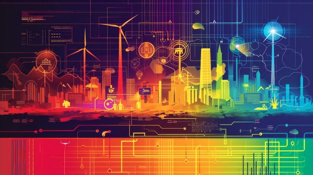 Smart city concept with renewable energy and digital technology