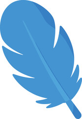 Obraz premium Simple graphic illustration of a stylized blue feather on white background
