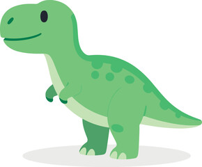Illustration of a cute green tyrannosaurus rex with spots on its back against white © Studicon